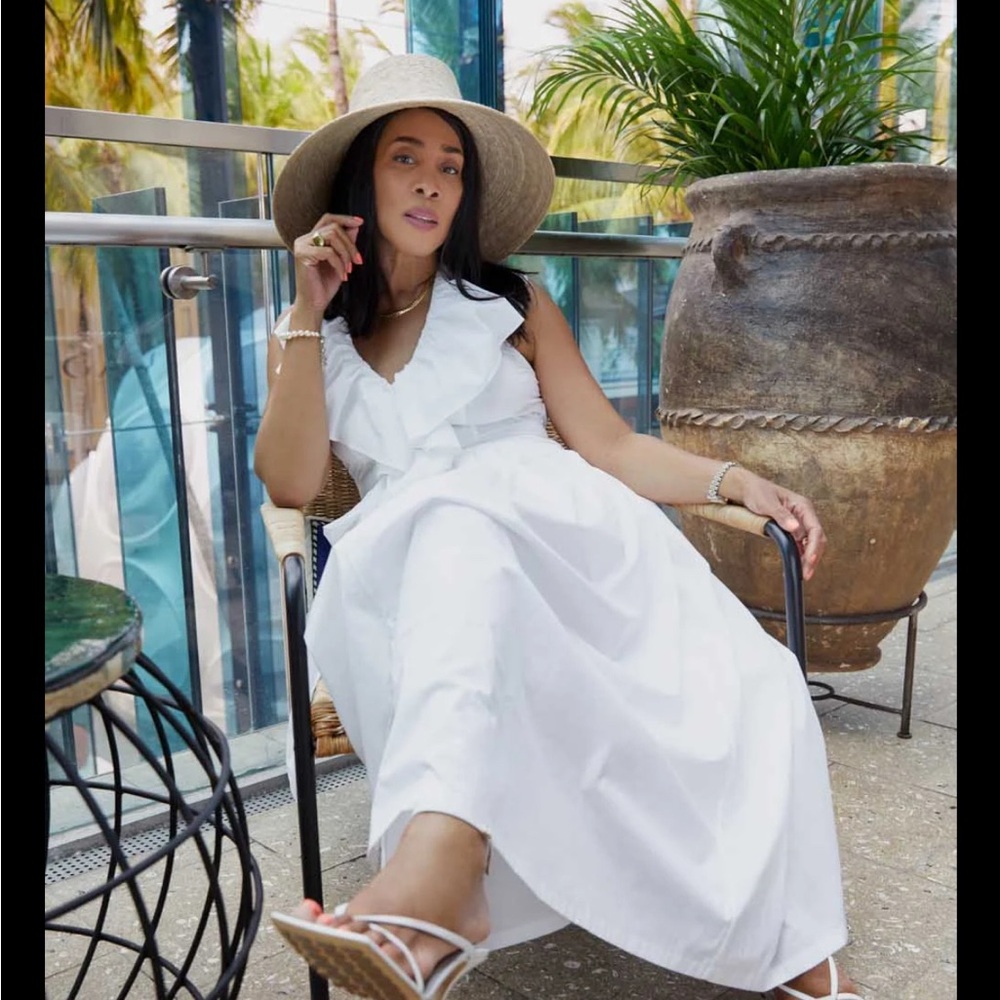 Anne Fontaine White Flutter Sleeve Maxi Sundress